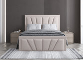 Starry Fabric Bed/Ottoman Bed – Modern Upholstered Bed Frame With Angled Pleated Headboard & Footboard