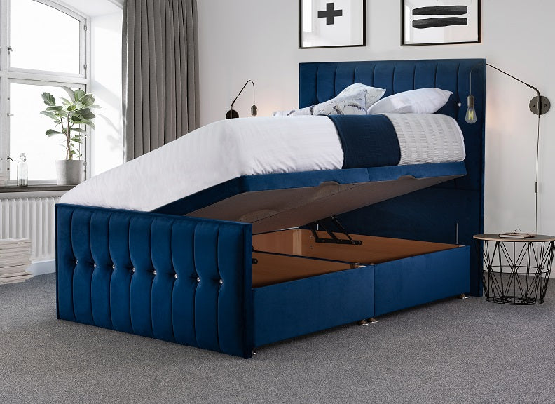 Style Sparkle Fabric Bed - ottoman base open