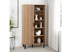 Tessa One Door Bookcase Unit – Oak Effect Wooden Bookcase With 1 Door | Modern Living Room Furniture