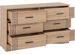 Tessa Six Drawer Bedroom Chest – Oak Effect Bedroom Furniture | Modern Bedroom Furniture