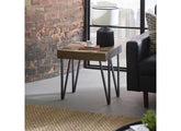 Troy Industrial Styled Lamp Table – Modern Metal & Wood Side Table for Living Rooms
