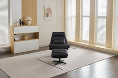 Turner Dark Grey Chair With Footstool - 2