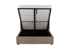 Verona Brown Fabric Storage Bed With 'Winged' Headboard – Luxury Ottoman Storage Bed Frame (Pre-Order 4 ft6)