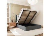 Verona Grey Fabric Storage Bed with 'Winged' Headboard – Luxury Ottoman Storage Bed Frame (Pre-Order 4 ft6)
