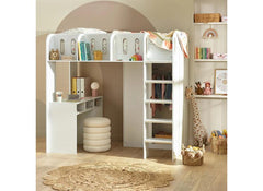 Vision High Sleeper Bed White Wooden Frame | Easy Clean Finish | Modern Space Saving Loft Bed