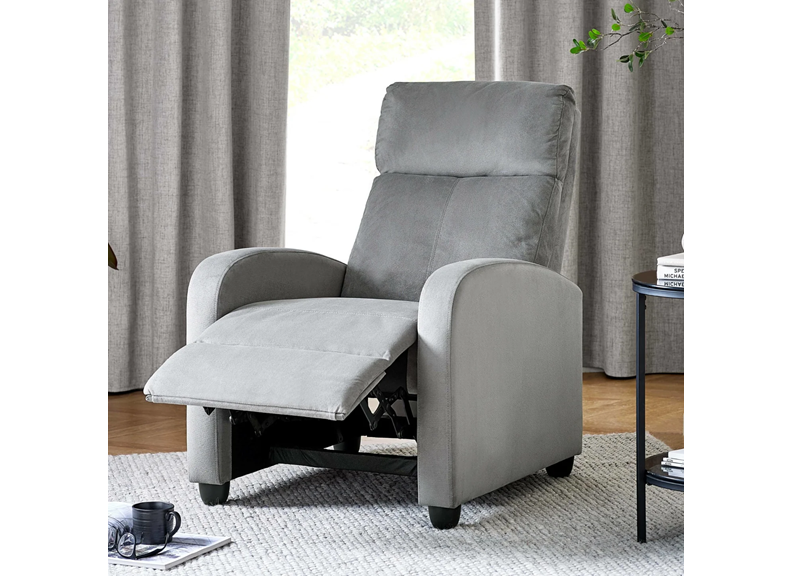 Vivo Grey Chenille Reclining Chair - 1