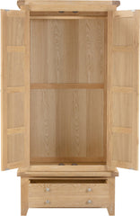 Windsor 2 Door 1 Drawer Wardrobe – Natural Oak with Internal Shelf (WBF)