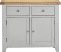Windsor 2 Door 2 Drawer Sideboard – Pebble Grey with Oak Top (WBF)