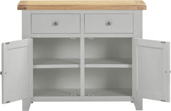 Windsor 2 Door 2 Drawer Sideboard – Pebble Grey with Oak Top (WBF)