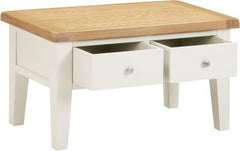 WINDSOR 2 DRAWER COFFEE TABLE - IVORY/OAK (WBF)