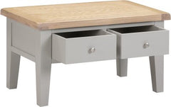 WINDSOR 2 DRAWER COFFEE TABLE - PEBBLE GREY/OAK (WBF)