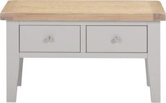 WINDSOR 2 DRAWER COFFEE TABLE - PEBBLE GREY/OAK (WBF)