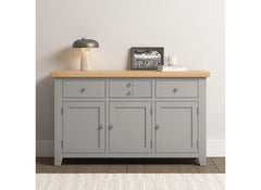 WINDSOR 3 DOOR 3 DRAWER SIDEBOARD - PEBBLE GREY/OAK (WBF)