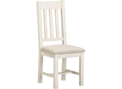 Two Windsor Slatted Dining Chairs – Ivory With Oat Fabric Seat (WBF)