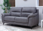 Abbie Fabric Three Seat Sofa with Contrast Stitch Upholstery – Modern Compact Sofa in Grey