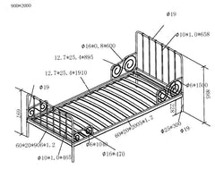 Alice Metal Bed - dimensions