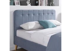 Ashley Sky Blue Fabric Bed With Fabric Stud Headboard | Modern Upholstered Bed Frame
