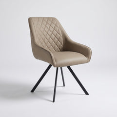 Astor Swivel PU Dining Chairs - Faux Leather In Grey Or Taupe