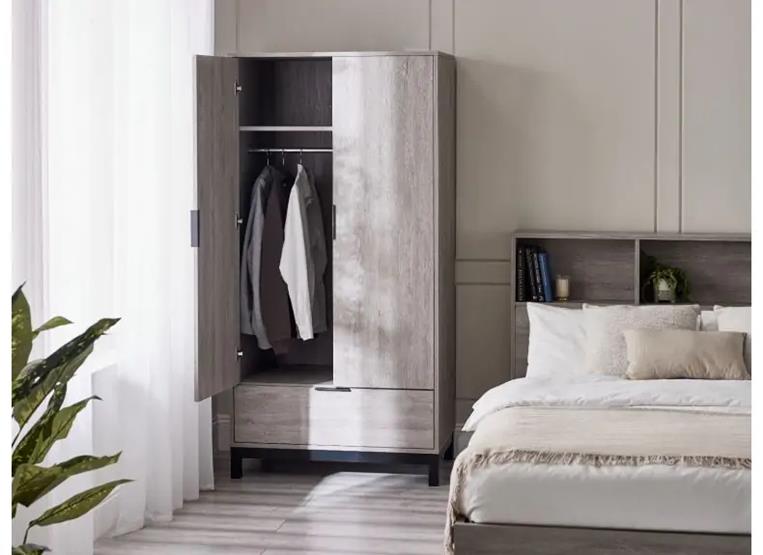 Bali Grey Oak Wardrobe - open - 1
