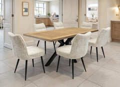 Bedford Oak Dining Set – Modern Matte Oak Dining Set With Fabric Chairs