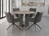 Bossini Round Dining Table With Vito Dining Chairs – Stone Effect Dining Round Table With PU Chairs