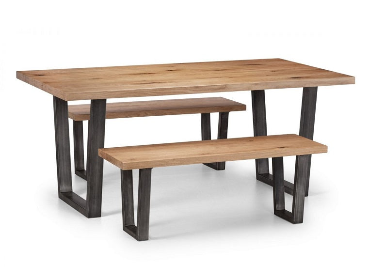 Brooklyn Light Oak Table With Brooklyn Solid Seat Benches