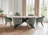 Camilla 1.6 m White Dining Table W/Hugo Dining Chairs