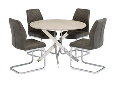 Capri Round Table W/Capri Taupe PU Chairs