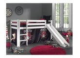 Pino White Mid-Sleeper With Slide - pirate curtain