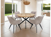 Carson Round Dining Set – Dining Round Oak Table With Poppy Fabric Chairs