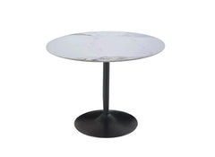 Cody White Round Dining Tables - White Stone Effect Tops