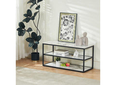 Cody White TV Units - White Stone Effect Tops