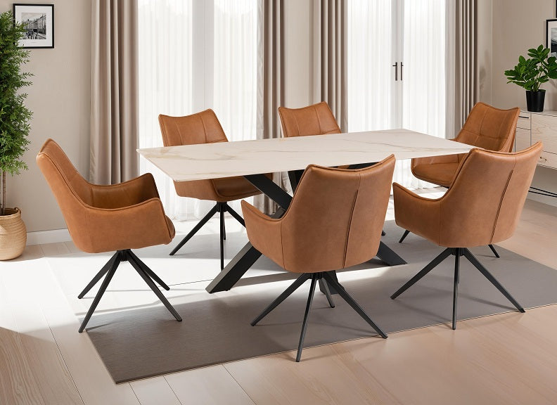 Kass Gold Kass White Table W/Vito Chairs