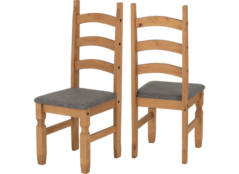 Corona Pine Grey Fabric Seat Chair - 3