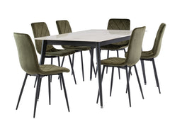 Ivy Kass White Table W/Bella Green Chairs