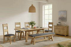 Delaney Oak Dining Bench W/PU Cushion
