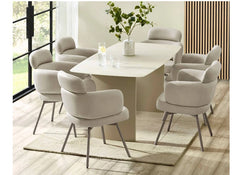 Element Cream Glass Dining Table W/Callisto Chairs – Coloured Cream Glass Top Dining Set (Pre-Order Only)