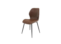 Fontana Brown Leather Dining Chair - angle