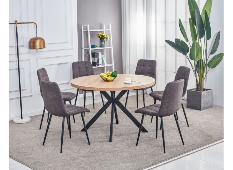 Fredrik Oak Round Table & Fredrik Brown Chairs