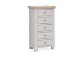 Salcombe Grey Five Drawer Tall Chest - Elegant, Modern & Built to Last