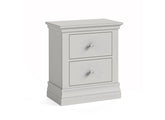 Burgundy Two Drawer Bedside – Cool Light Grey Lacquered Bedside Storage Unit