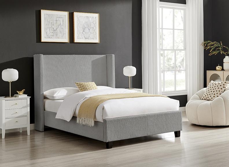 Gemini Grey Fabric Bed - room