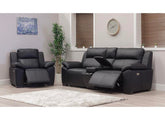 Griffin Black Full Leather Power Recliner 2.5PP+PP Sofa Group – Luxury Leather Sofa Group with Optional Charging Console