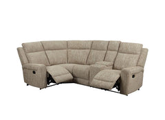 Harper Reclining Corner Sofa In A Beige Fabric – Comfortable Corner Sofa W/Drinks Holders