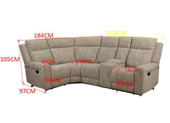 Harper Reclining Corner Sofa In A Beige Fabric – Comfortable Corner Sofa W/Drinks Holders