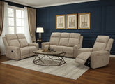 Harper Manual Reclining 3RR Sofa In A Beige Fabric – Comfortable Push-Back Reclining Sofa