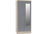 Nevada Grey Two Door Mirrored Wardrobe