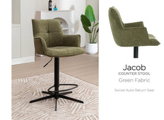 Jacob Fabric Green Stool