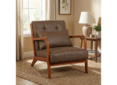 Juniper Faux Leather Brown Armchair - room - 1