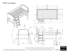 Kiddy White Mid-Sleeper - dimensions